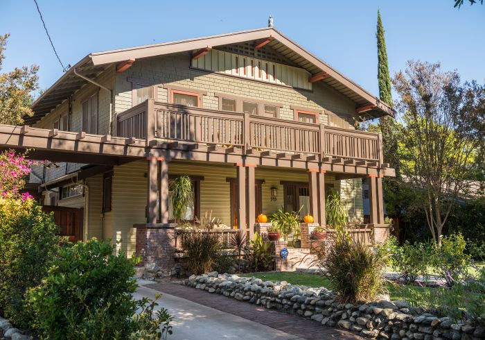 Exterior of a Craftsman Home with a front porch and second floor balcony